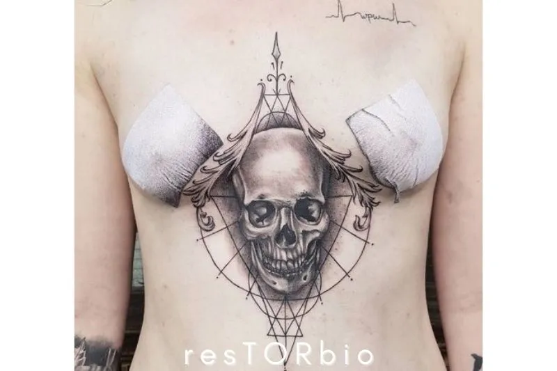 Skull Tattoo for Sternum