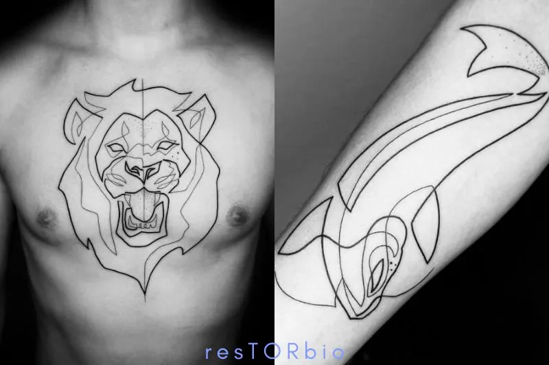 Tattoo Design with Continuous Line Contour