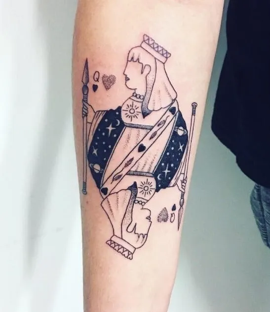 What Does Queen of Hearts Tattoo Mean, What does Queen tattoo mean, What does the two of Hearts tattoo mean, Queen of Hearts Tattoo, Minimalist Queen of Hearts Design, What does the Queen of Hearts tattoo represent, What are some common designs for a Queen of Hearts tattoo, What does the Queen of Hearts symbolize in tarot, What is the meaning of a two of hearts tattoo, What is the symbolism behind the Queen of Hearts tattoo,