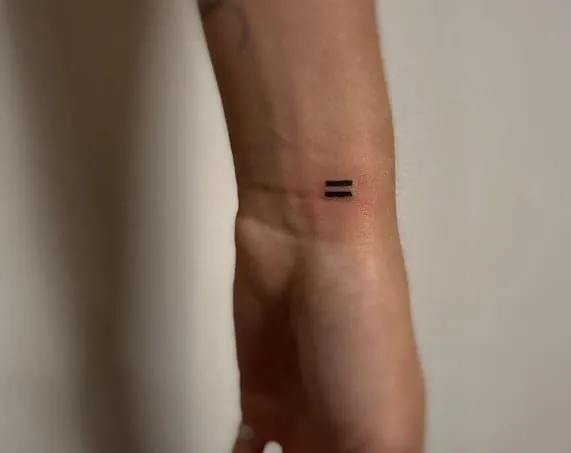 What Does Equal Sign Tattoo Mean, What does the equal sign symbolize, What does the small equal sign tattoo mean, What does the equal sign tattoo on the wrist mean, What do 2 equal signs mean, Is the equal sign a special character, What is the big equal sign, Equal Sign Tattoo,