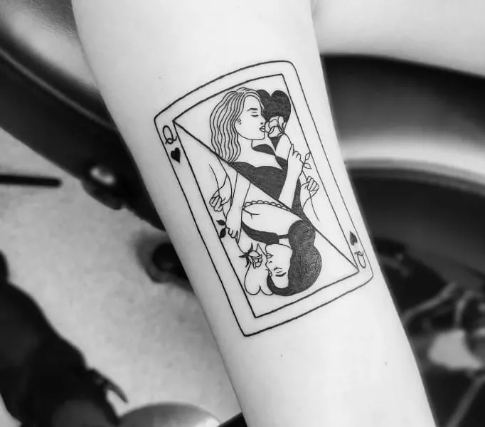 What Does Queen of Hearts Tattoo Mean, What does Queen tattoo mean, What does the two of Hearts tattoo mean, Queen of Hearts Tattoo, Minimalist Queen of Hearts Design, What does the Queen of Hearts tattoo represent, What are some common designs for a Queen of Hearts tattoo, What does the Queen of Hearts symbolize in tarot, What is the meaning of a two of hearts tattoo, What is the symbolism behind the Queen of Hearts tattoo,