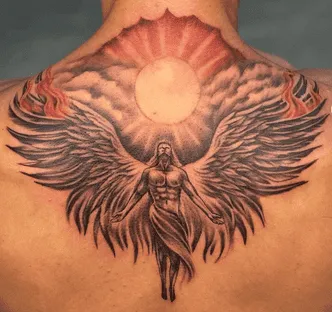 Abstract Flames Phoenix Rising from the Ashes Tattoo