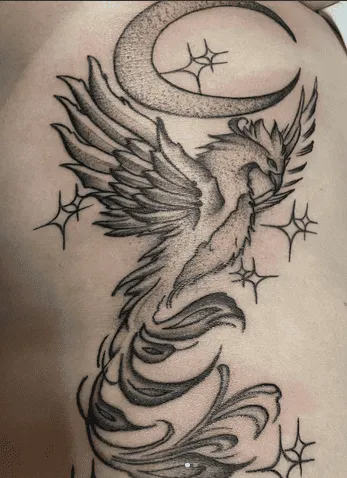 Celestial Elements with Phoenix Rising from the Ashes