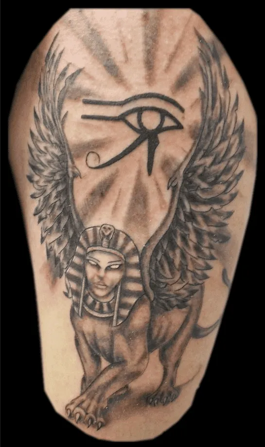 Eye of Horus Tattoo with Sphinx