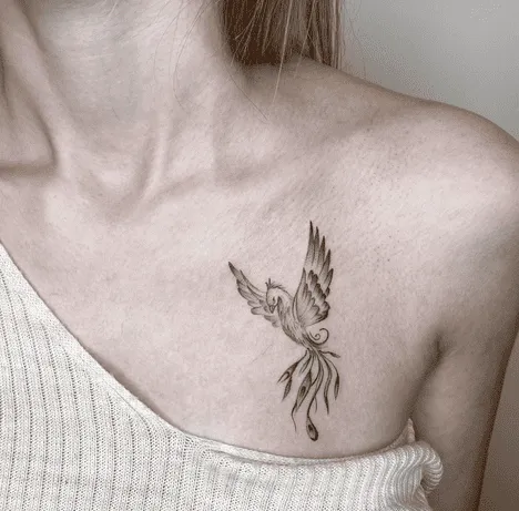 Minimalist Silhouette of Phoenix Rising from the Ashes