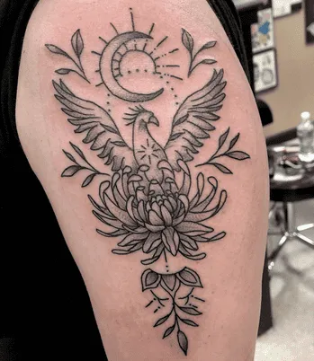 Phoenix Phoenix Rising from the Ashes with Lotus