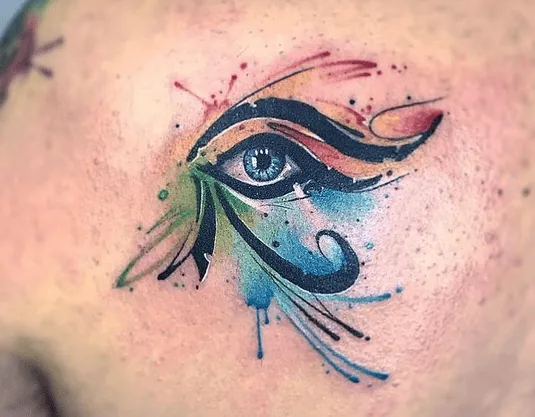 Watercolor Eye of Horus Tattoo