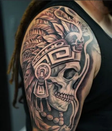 Aztec Skull Mask Tattoo