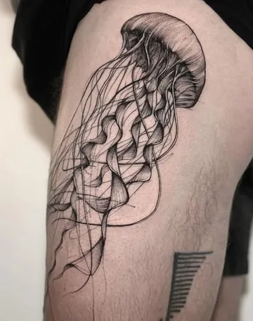 Blackwork Jellyfish Tattoo
