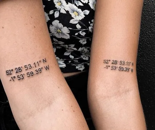 Couple Tattoo of Coordinates or Landmarks2