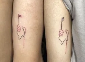 Couple Tattoo with Minimalist Lines and Shapes2