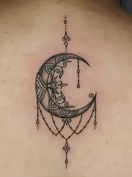 Crescent Moon Tattoo Idea10 mandala crescent moon tattoo idea