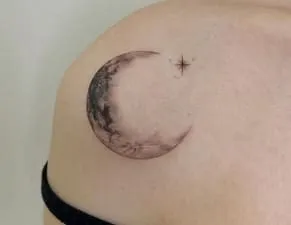 Crescent Moon Tattoo Idea4 crescent moon and stars tattoo idea