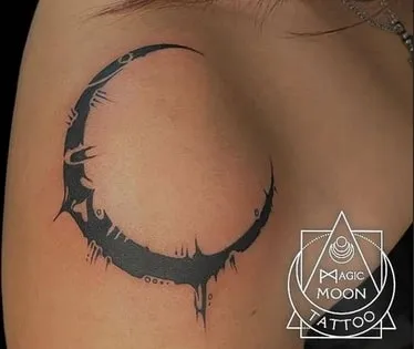 Crescent Moon Tattoo Idea7 blackout crescent moon tattoo idea
