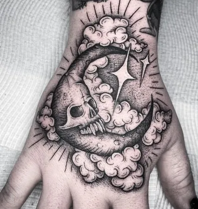 Crescent Moon Tattoo Idea9 crescent moon tattoo skeleton
