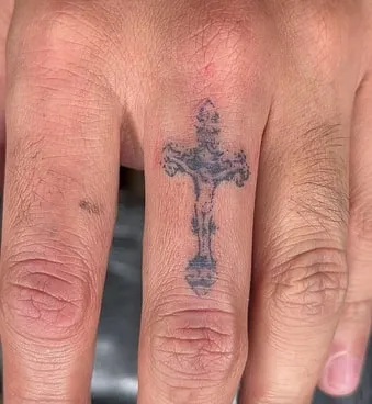 Cross Tattoo on Hand 14 Cross Tattoo on finger