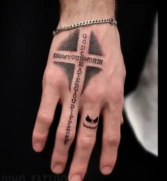 Cross Tattoo on Hand 9 Cross Tattoo on Hand finger