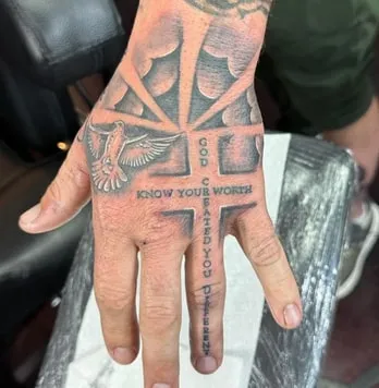 Cross Tattoo on Hand 4 Cross and dove Tattoo on Hand