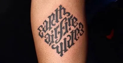 Elemental Ambigram Tattoo