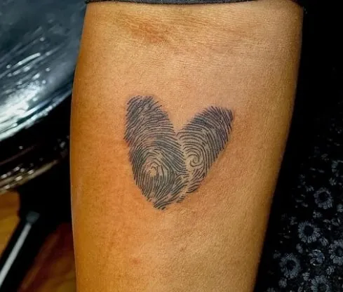 Fingerprint or Heartbeat Lines Couple Tattoo
