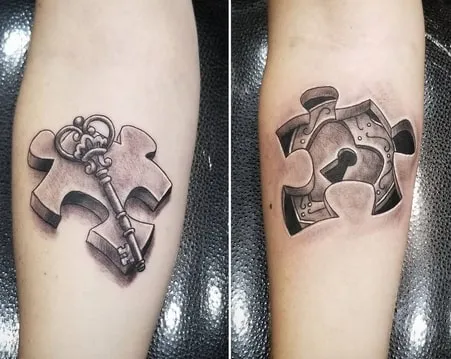 Intertwined Puzzle Pieces Couple Tattoo 2