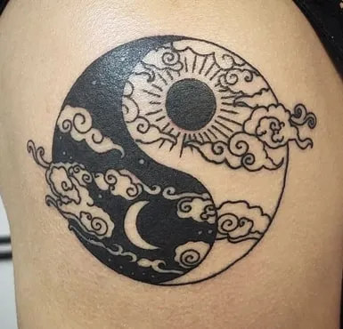 Moon and Sun Yin Yang Tattoo
