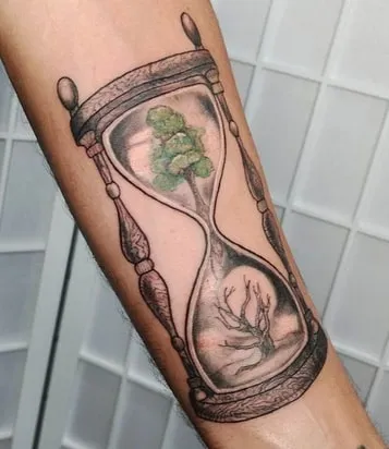 Nature-Infused Hourglass Tattoo Nature-Infused Hourglass Tattoo