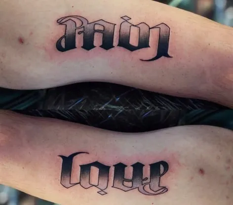 Pain Love Ambigram Tattoo