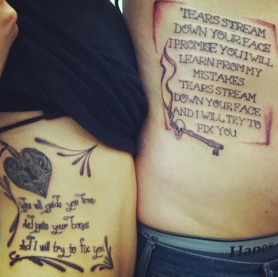 Quotes or Song Lyrics Couple Tattoo