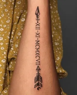 Roman Numeral Tattoo arrow