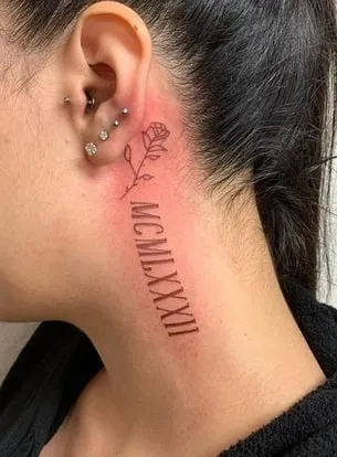 Roman Numeral Tattoo Idea neck