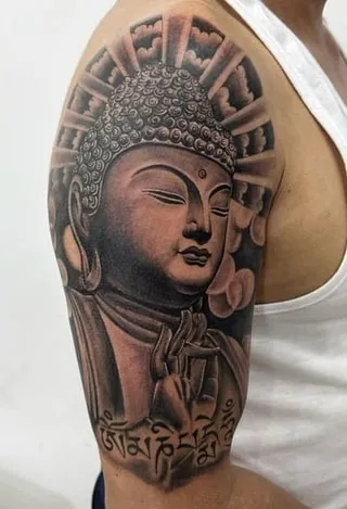 The Buddha in Black and White tattoo