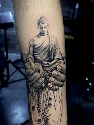 The Buddha in Black and White tattoo