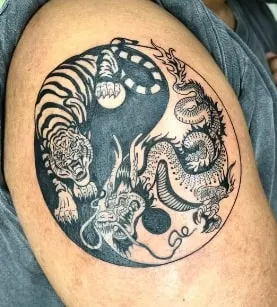 Tiger and Dragon Yin Yang Tattoo