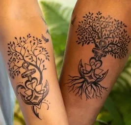 Tree of Life with Anchor Couple Tattoo