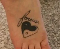 Yin Yang and Heart Tattoo