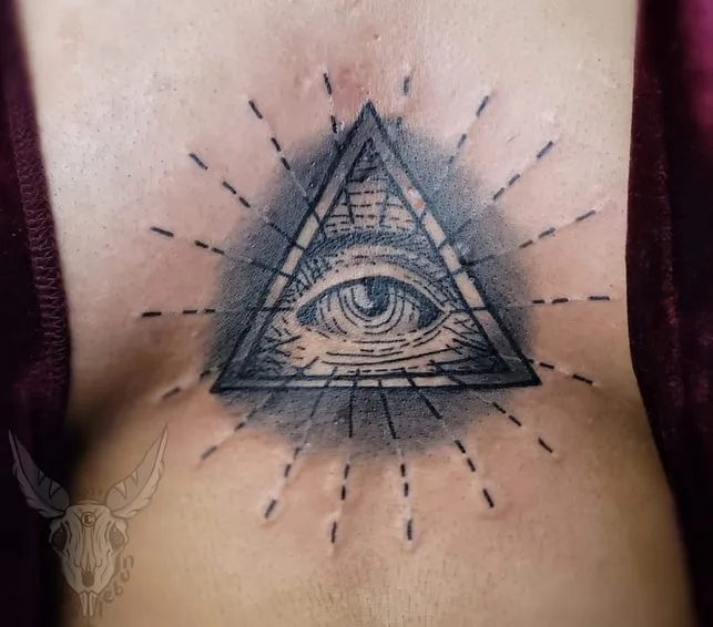 celestial triangle eye tattoo