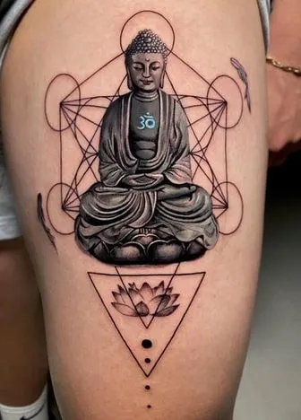 geometric buddha tattoo