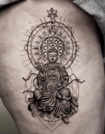 geometric buddha tattoo