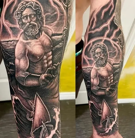 poseidon tattoo portrait ideas 