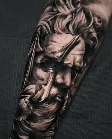 poseidon full face tattoo