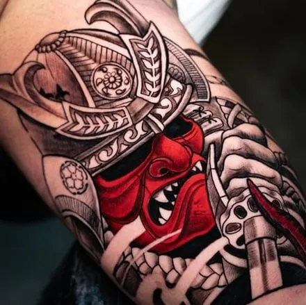 samurai mask tattoo idea