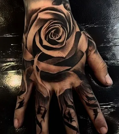 Black Rose Tattoo Design Ideas9 palm Black Rose Tattoo Design