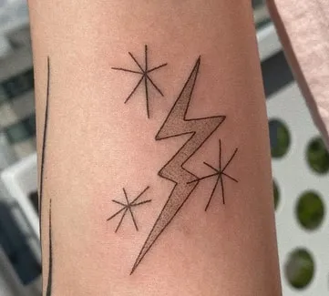 Dotwork Lightning Bolt Tattoo