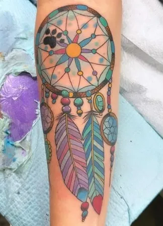 Dream Catcher Tattoo Ideas 4 color Dream Catcher Tattoo Idea