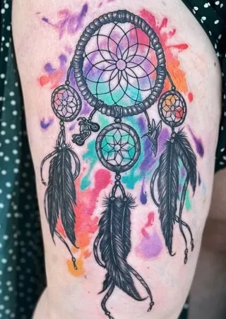 Dream Catcher Tattoo Ideas 7 watercolor Dream Catcher Tattoo Idea