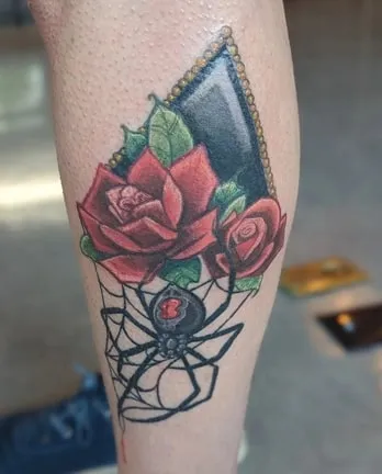 Feminine Black Widow Tattoo Idea
