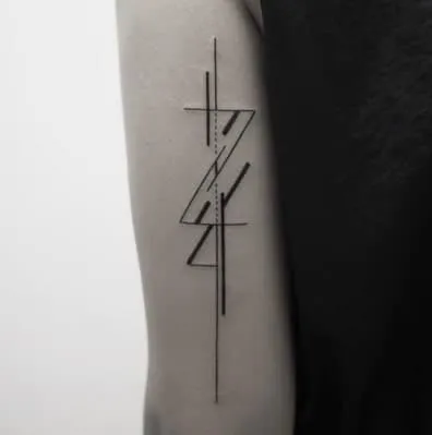 Geometric Lightning Bolt Tattoo