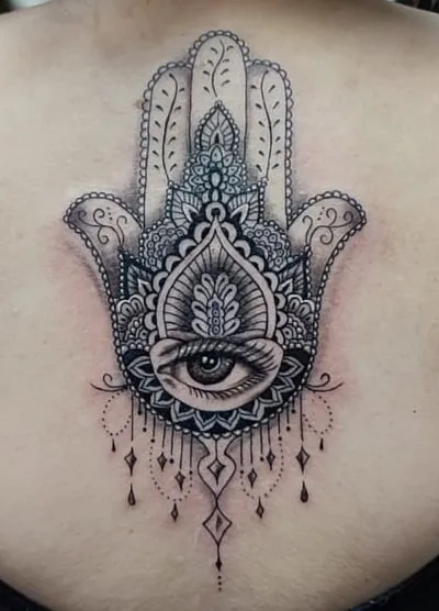 Hand with Eye Tattoo Idea 12 black lines Hand with Eye Tattoo Idea