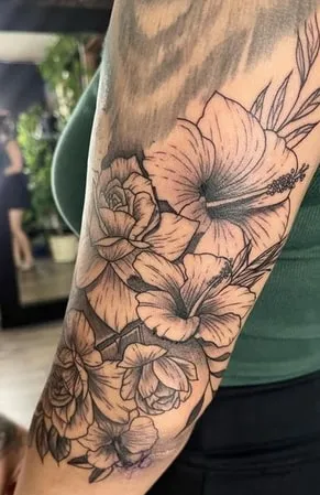Hibiscus Tattoo Design Ideas 8 black and white Hibiscus Tattoo Design Idea
